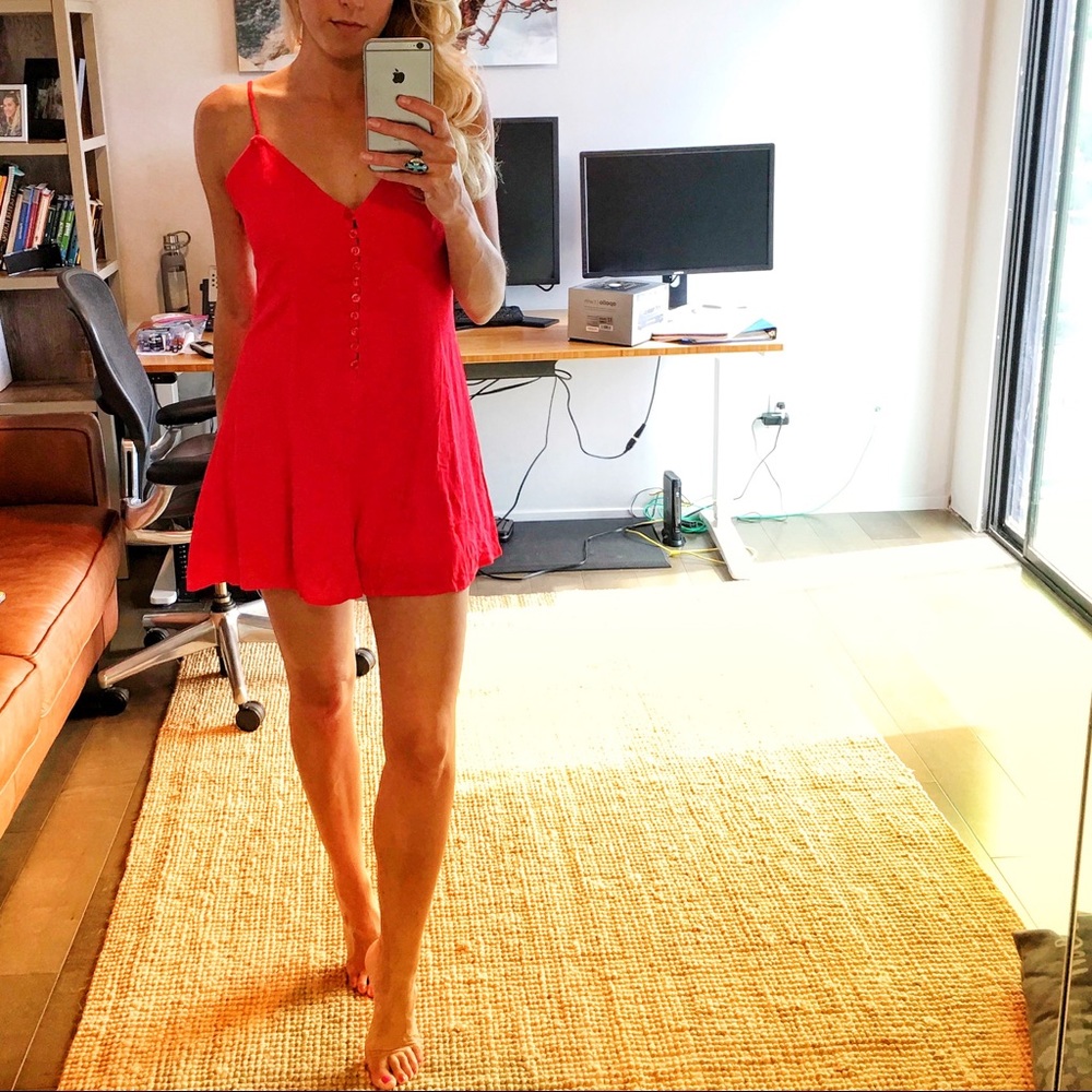 LULUS Red Hot Summer Short Romper Size Small S NEW